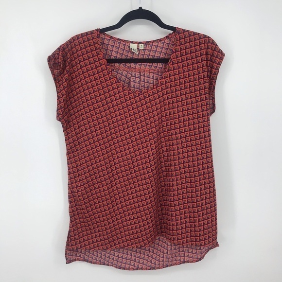 14th and union Orange Pattern Silky Top - Picture 2 of 7